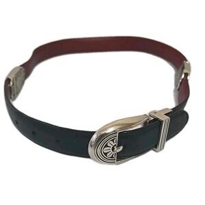 Brighton Reversible Leather Belt Red Black Silver Buckle Women's Medium 30 Vtg